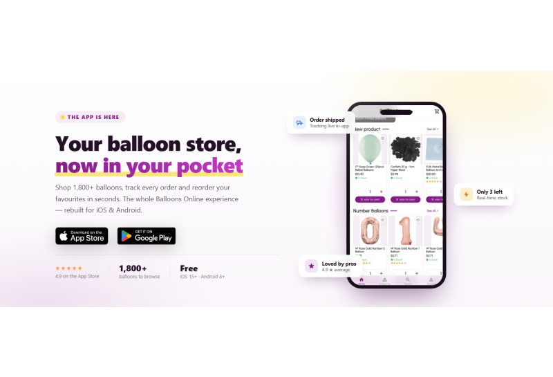 Your balloon store, now in your pocket