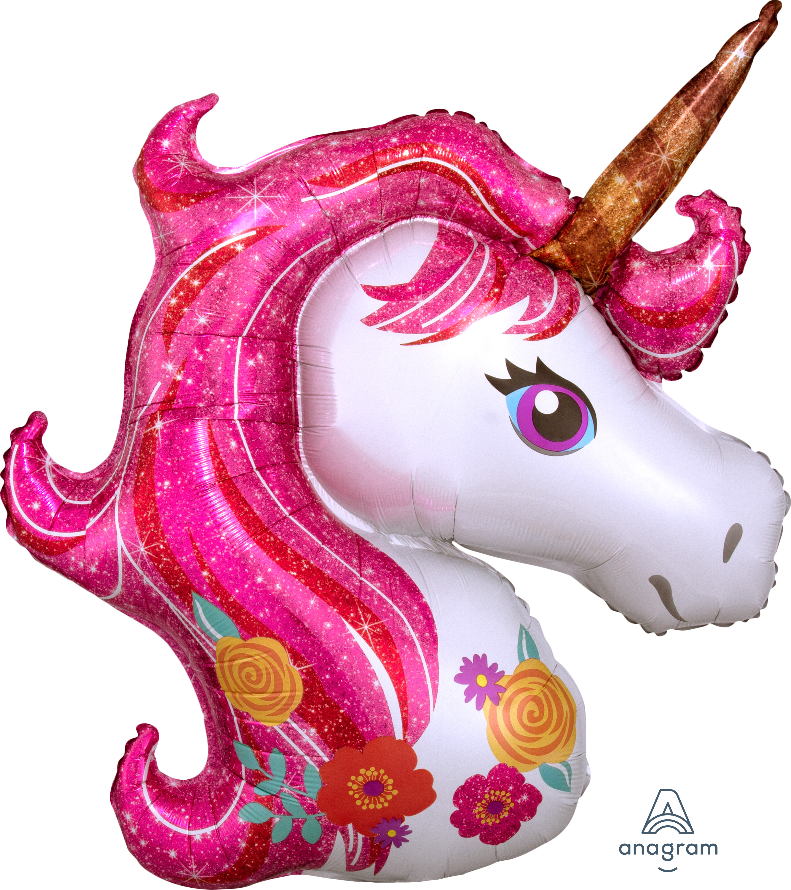 Unicorn Round Latex Balloons, Pink/Blue, 12-in, 5-pk, for Birthday