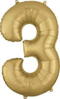 34" White Gold Number 3 - Oh Balloons!