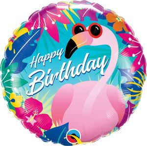 18" Birthday Tropical Flamingo Balloon