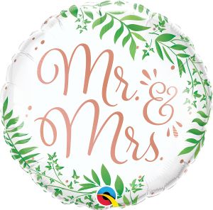 18" Mr. and Mrs. Elegant Greenery Balloon