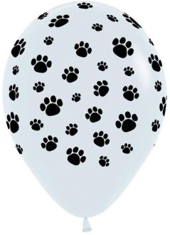 11" Paw Prints Fashion White (50pcs) Balloons