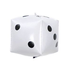 12" 3D Casino Dice White Balloon