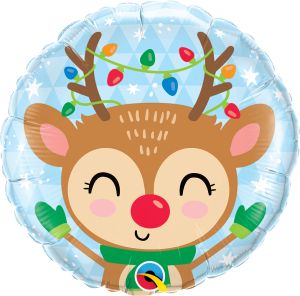 18" Reindeer and Colored Lights (non-packaged) Balloon