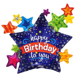 36" Happy Birthday Many Stars Balloon