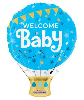 18" Welcome Baby Blue Shape Balloon