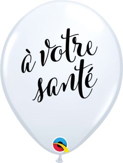 11" Simplement a Votre Sante White (50pcs) Balloons