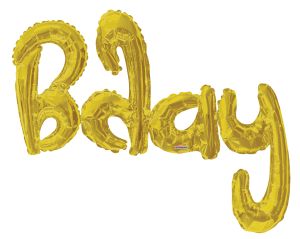 Script Phrase Bday Gold Jumbo (Helium Quality) Balloon