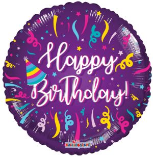 18" Bday Streamers Balloon