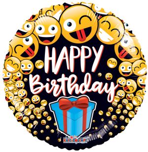 18" Birthday Smilies & Present Balloon