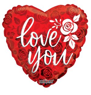 18" Love You Rose Pattern Balloon