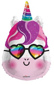 18" Unicorn With Glasses Shape Balloon