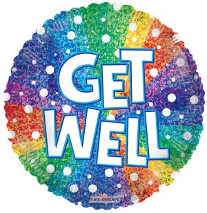18" Get Well Rainbow Holographic Balloon