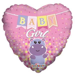 18" Baby Girl Hippo Balloon