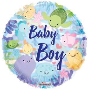 18" Baby Boy Under The Sea Clear View Balloon