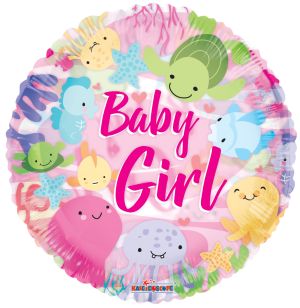 18" Baby Girl Under The Sea Clear View Balloon