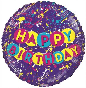 18" Birthday Paint Spots Purple Balloon