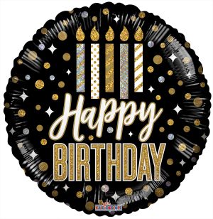 18" Birthday Candles And Dots Holo Balloon