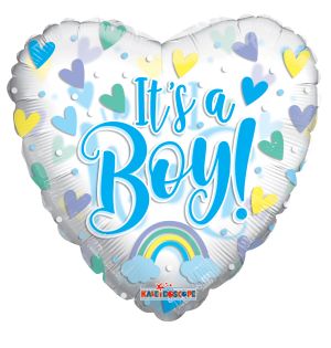 18" Its A Boy Hearts Clear View Balloon