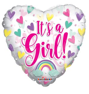 36" Its A Girl Hearts Clear View Balloon