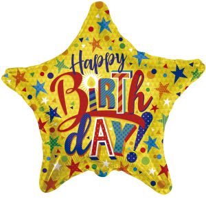 18" Happy Birthday Star Balloon