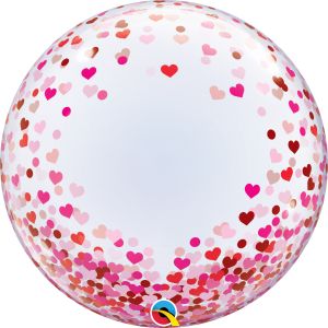 Deco Bubble 24" Red and Pink Confetti Hearts Balloon