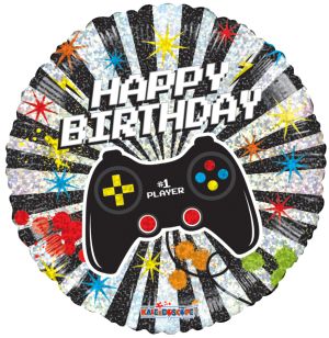 18" Birthday Gammer Holo Balloon