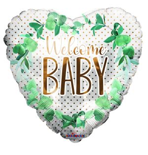 18" Welcome Baby Dots And Flowers Balloon