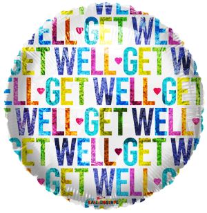 18" Get Well Colorful Holo Balloon