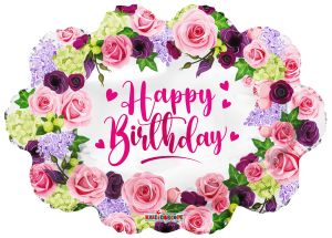 28" Birthday Flower Wreath Shape Balloon