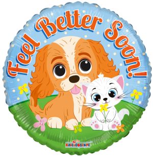 18" Feel Better Kitty and Puppy Balloon