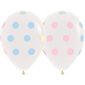 11" Polka Dots Pastel Crystal Clear (50pcs) Balloons