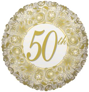 18" 50th Anniversary Filigree Balloon