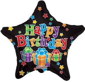 18" Birthday Big Dots Black Balloon
