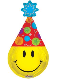 14" Smiley Party Hat Balloon