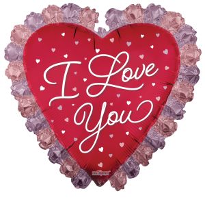 36" I Love You Heart With Ornaments Matte Balloon
