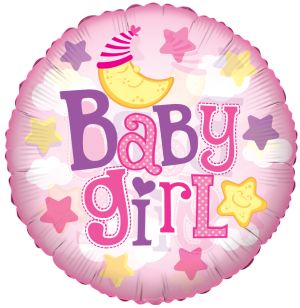 09" Baby Girl Moon Clear View Balloon
