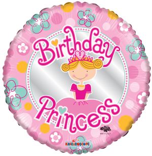 18" Birthday Princess Flowers Balloon