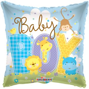 18" Baby Boy Animals Square Balloon