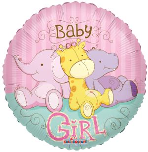 18" Baby Girl Jungle Animals Balloon