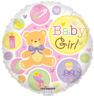 18" Baby Girl Gellibean Teddy Bear Balloon