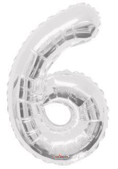 34" Silver Number 6 Balloon