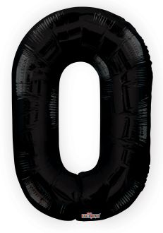 34" Black Number 0 Balloon
