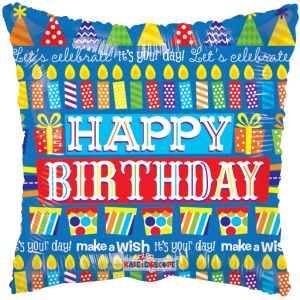 18" Birthday Motifs Square Balloon
