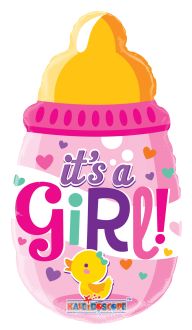 CI: 14" Baby Bottle Girl Balloon