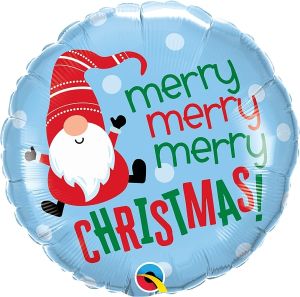 18" Merry Christmas Gnome Balloon