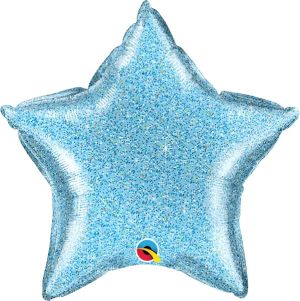 20" Glittergraphic Blue Star Balloon