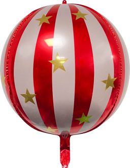 Orb 16" Red Striped Ornament Ball Balloon