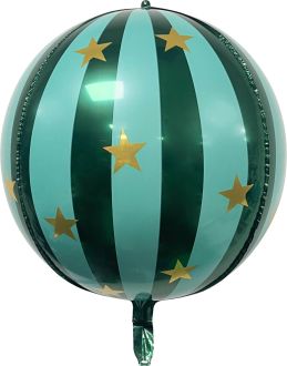 Orb 16" Ball Green Striped Ornament Ball Balloon