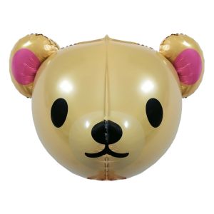 24" 3D Teddy Bear Head Brown Balloon